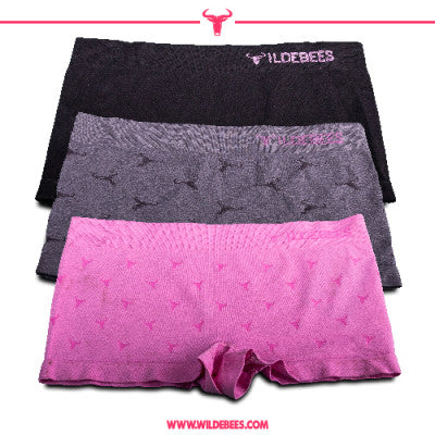 3 pack seamless boy shorts panties -pink&g/ mel & black L (WLA199)