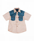 MEERKAT KIDS TWO TONE BUSH SHIRT STONE/AIRFORCE BLUE