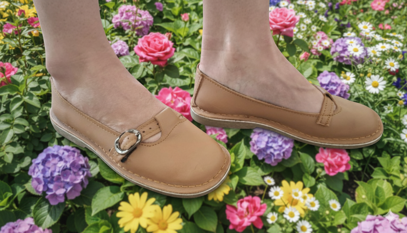 LADIES TAN PUMPS WITH BUCKLE SIZE 3