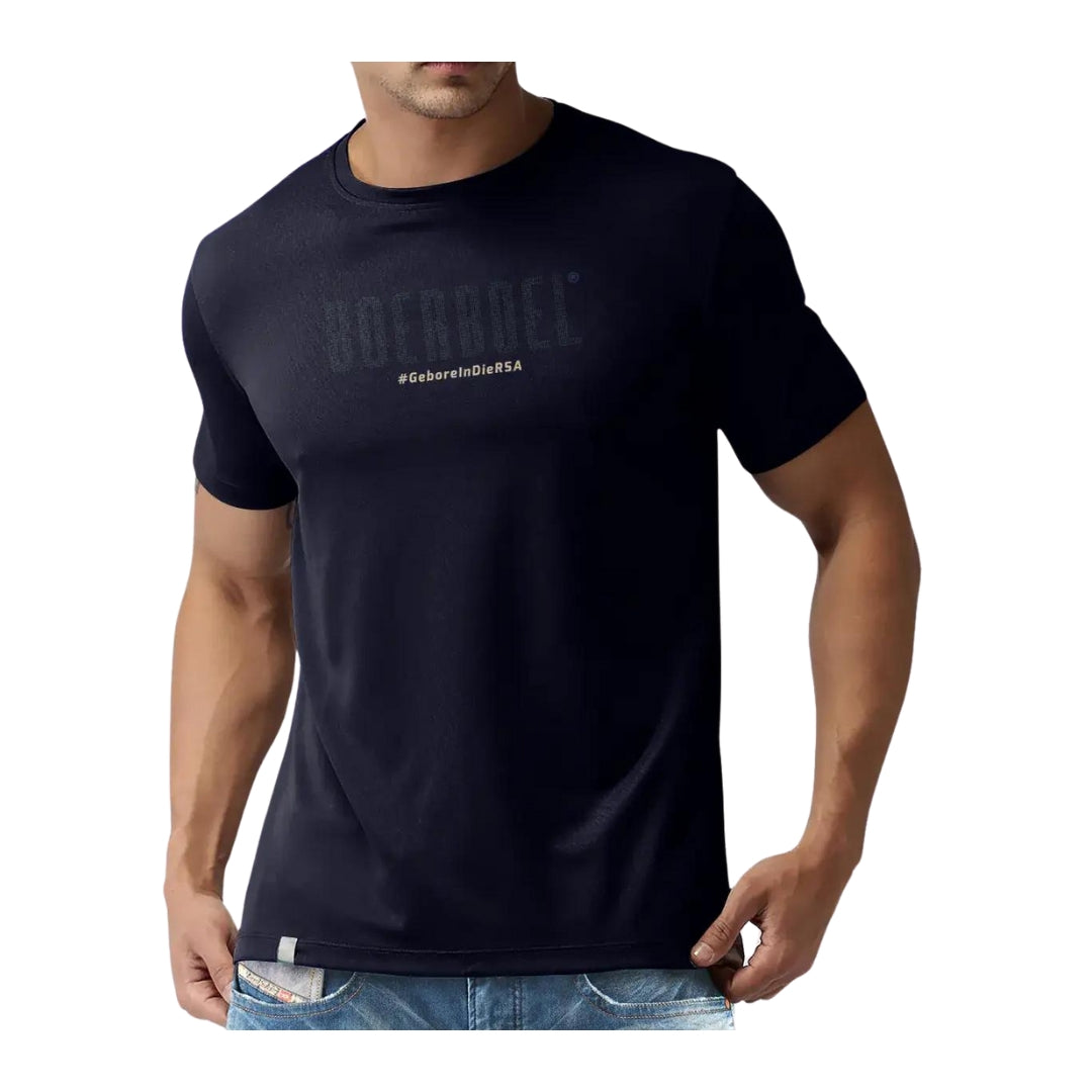MENS PREMIUM COTTON T-SHIRT DOT PRINTED BLACK "GEBORE" S