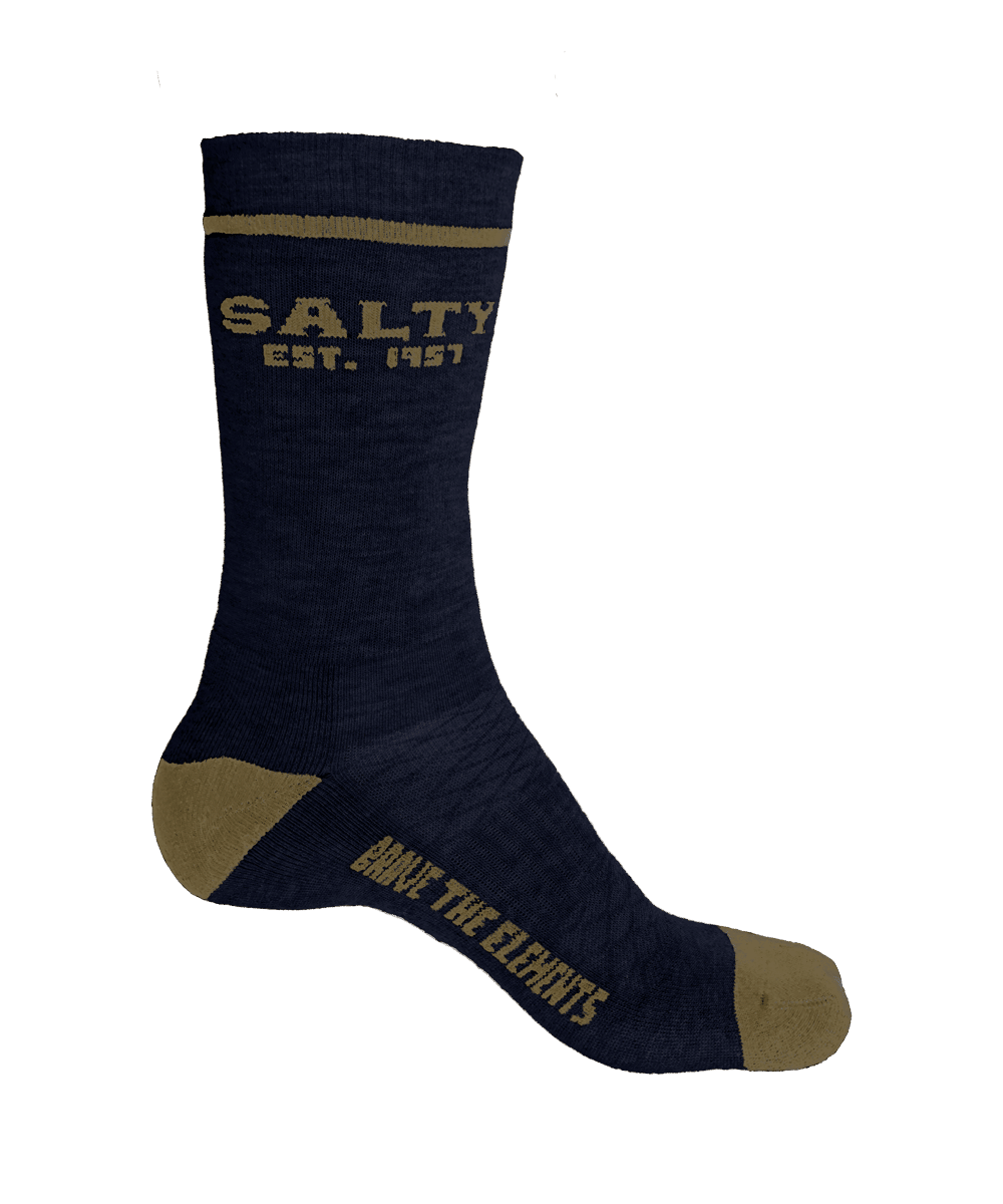 SALTY MID-CALF LIFESTYLE SOCKS NAVY/KHAKI 6-12- 8486NAKH