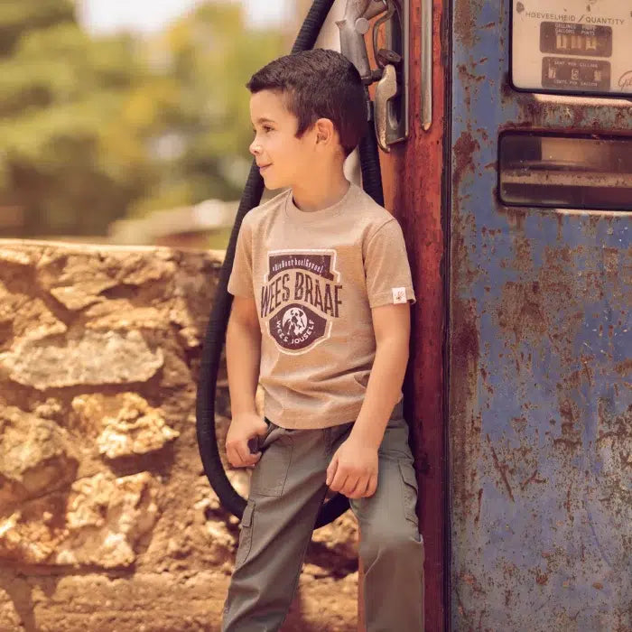 KIDS PREMIUM PRINTED SAND MELANGE BRAAF T SHIRT 7/8