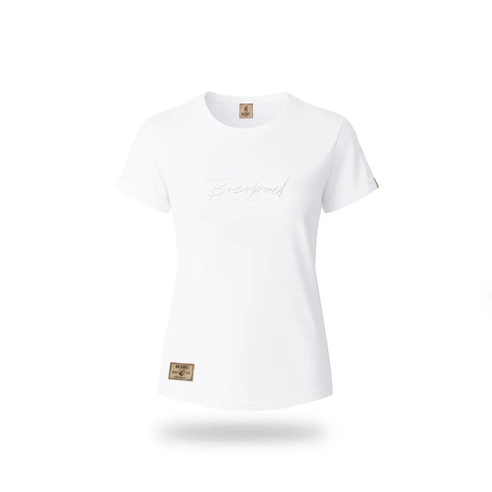 LADIES T SHIRT EMBROIDERED WHITE