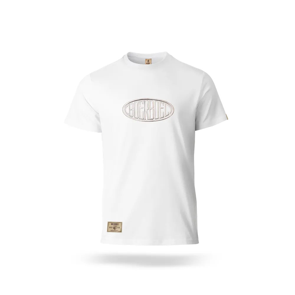 MENS T-SHIRT METALLIC PUFF PRINT WHITE "BOERBOEL"
