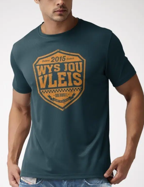 MENS PREMIUM COTTON T-SHIRT PRINTED PETROL BLUE "WYS" 3XL