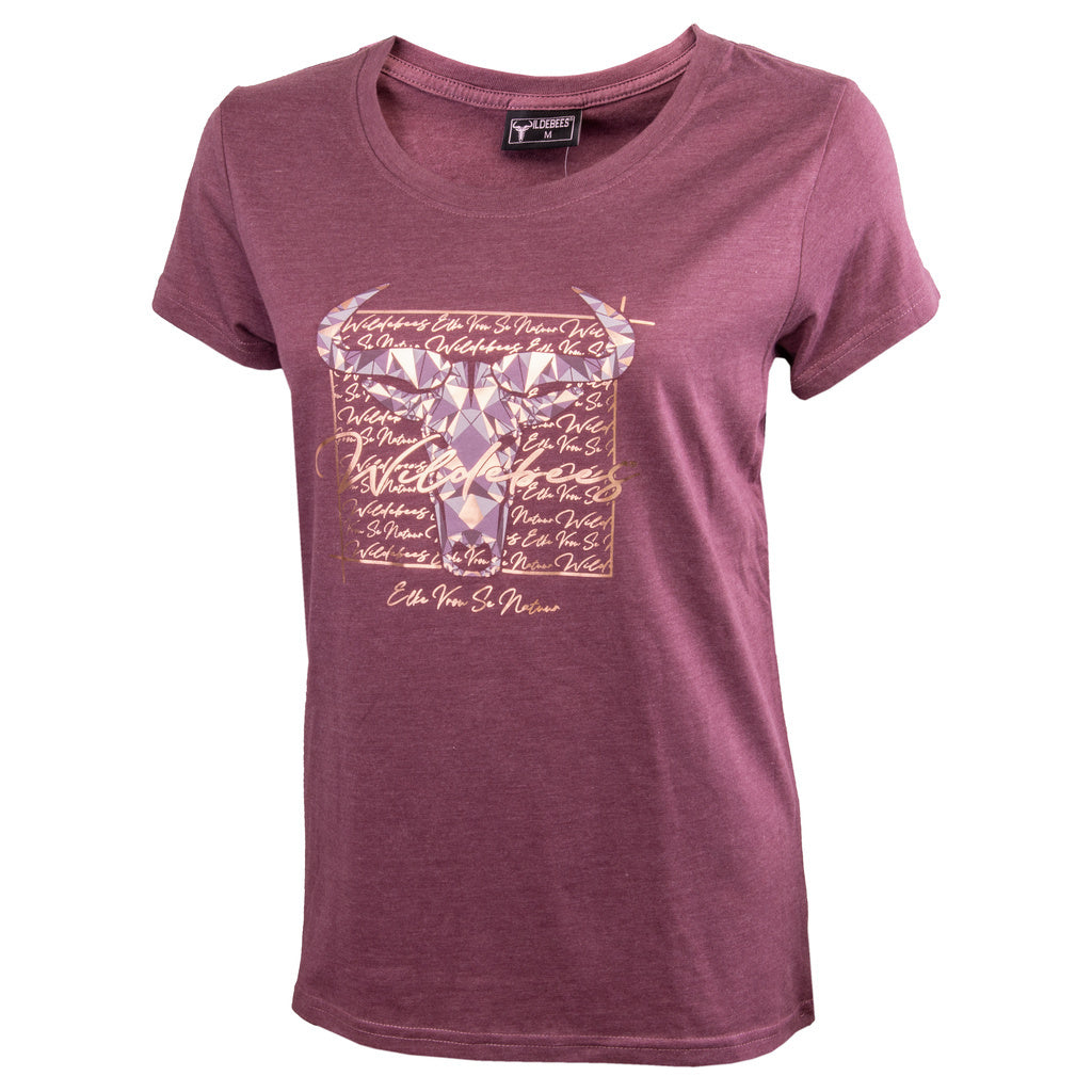 LADIES T-SHIRT FOIL FRAME MULBERRY L (H1030)