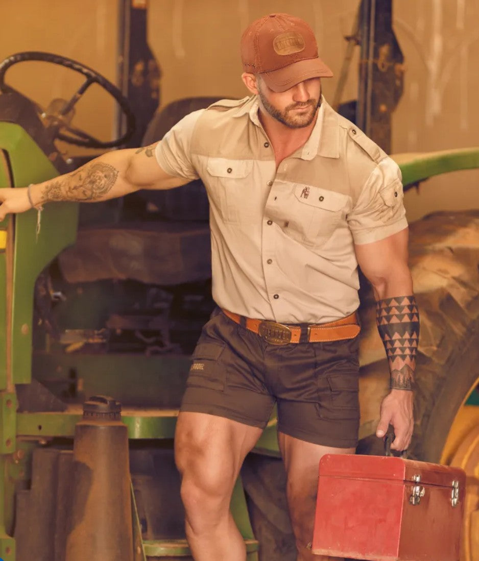 MENS'S KALAHARI  SHIRT S/S STONE & PUTTY