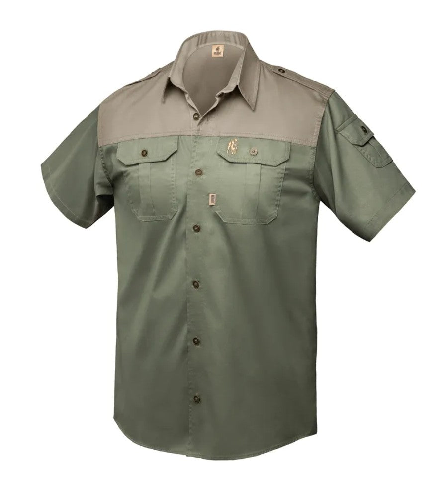 MENS KALAHARI SHIRT S/S OLIVE & PUTTY