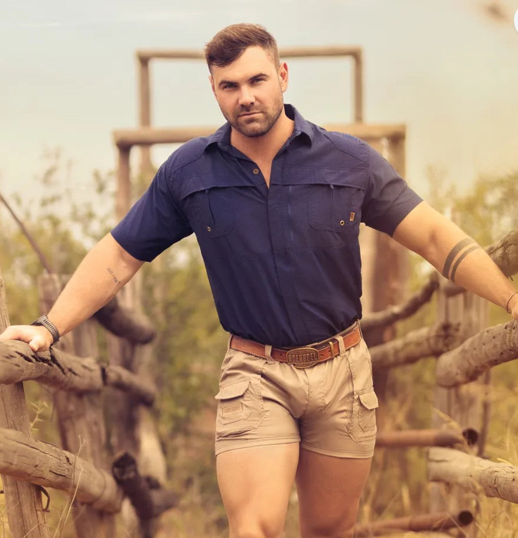 MENS GARIEP SHIRT S\S NAVY BLUE