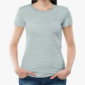LADIES GREEN MELANGE STRIPES L (H60)