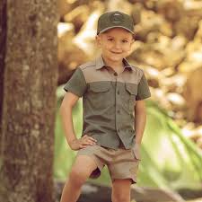 KIDS KALAHARI S\S SHIRT OLIVE & PUTTY 9-10
