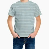 KIDS T-SHIRT MELANGE GREEN STRIPES 11-12