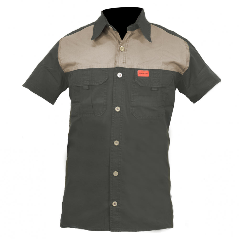 MEN'S SNIPER COL BLACK MILITARY/OLIVE SHIRT L (H644)