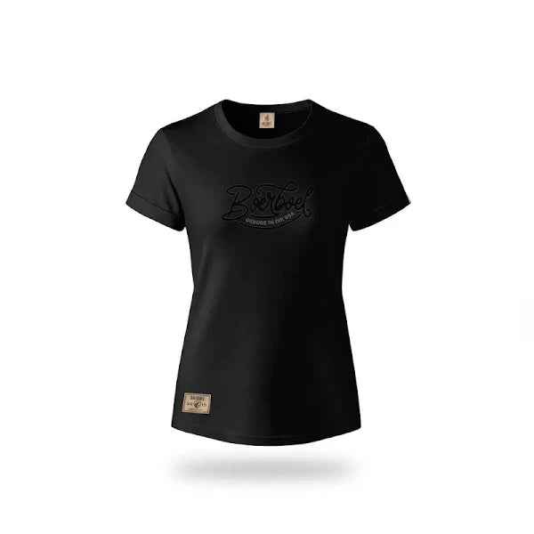 LADIES T SHIRT FLOCK PRINT BLACK-XL